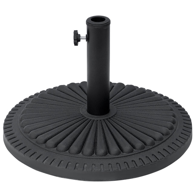 Garden 15kg Round Cement Parasol Base for Outdoor Umbrella - Black