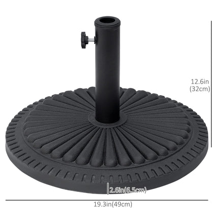 Garden 15kg Round Cement Parasol Base for Outdoor Umbrella - Black