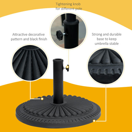 Garden 15kg Round Cement Parasol Base for Outdoor Umbrella - Black