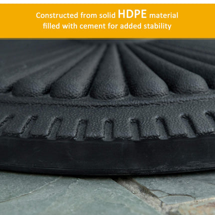 Garden 15kg Round Cement Parasol Base for Outdoor Umbrella - Black