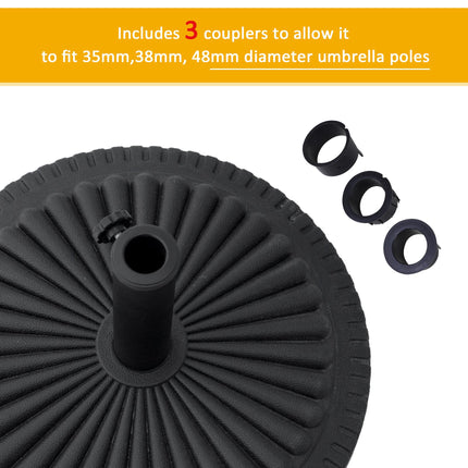 Garden 15kg Round Cement Parasol Base for Outdoor Umbrella - Black