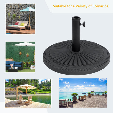Garden 15kg Round Cement Parasol Base for Outdoor Umbrella - Black