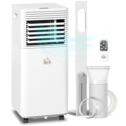 9000 BTU 4-in-1 Portable Mobile Air Conditioner with Remote, LED, Timer & Auto Shut-Off - White/Black