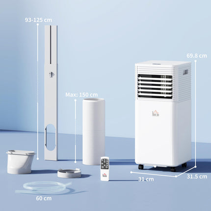 9000 BTU 4-in-1 Portable Mobile Air Conditioner with Remote, LED, Timer & Auto Shut-Off - White/Black
