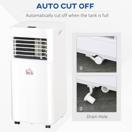 9000 BTU 4-in-1 Portable Mobile Air Conditioner with Remote, LED, Timer & Auto Shut-Off - White/Black