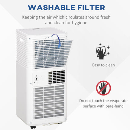 9000 BTU 4-in-1 Portable Mobile Air Conditioner with Remote, LED, Timer & Auto Shut-Off - White/Black