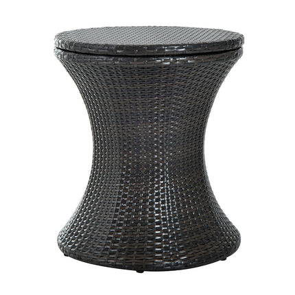 PE Rattan Ice Bucket Table, Height Adjustable Liftable Outdoor Drinks Cooler, 52