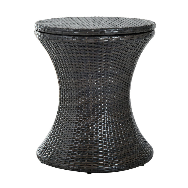 PE Rattan Ice Bucket Table, Height Adjustable Liftable Outdoor Drinks Cooler, 52