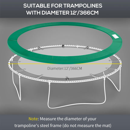 12FT Trampoline Spring Cover, Plastic Trampoline Pad Replacement Safety Guard, Green