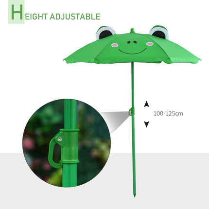 4 Piece Kids Folding Picnic Table and Chair Set with Adjustable Sun Umbrella - Green