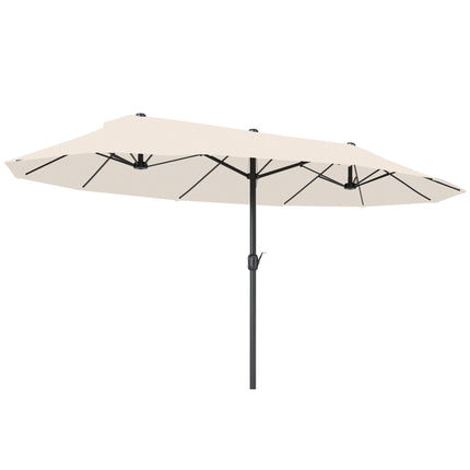 4.6m Double-Sided Garden Parasol Sun Umbrella Patio Canopy Shade - Beige NO BASE