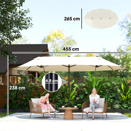 4.6m Double-Sided Garden Parasol Sun Umbrella Patio Canopy Shade - Beige NO BASE
