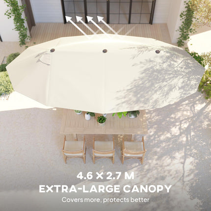 4.6m Double-Sided Garden Parasol Sun Umbrella Patio Canopy Shade - Beige NO BASE