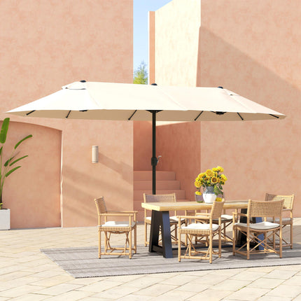4.6m Double-Sided Garden Parasol Sun Umbrella Patio Canopy Shade - Beige NO BASE