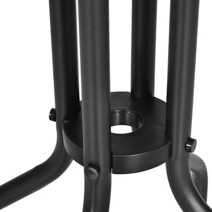60 x 70H cm Round Metal Garden Table with Tempered Glass Top - Black