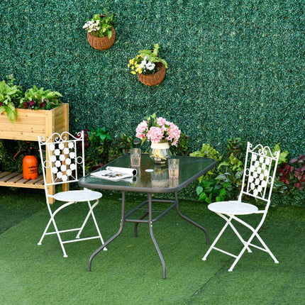 Tempered Glass Garden Table with Metal Frame 140x80cm - Grey