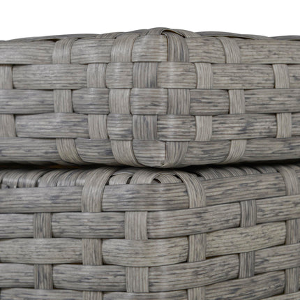 4 Piece Grey PE Rattan Outdoor Sofa Set with Cushions and Storage Box - Grey