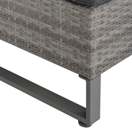 4 Piece Grey PE Rattan Outdoor Sofa Set with Cushions and Storage Box - Grey