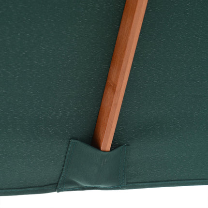 6 Ribs 2m Square Garden Patio Umbrella with Wood Bamboo Frame - Brown Green