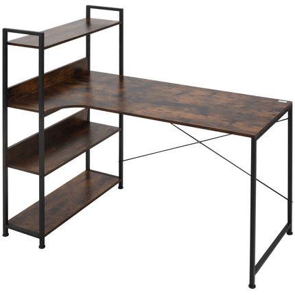 Office Desk with Storage Shelves, 120 CM Computer Desk, Industrial Study Table W