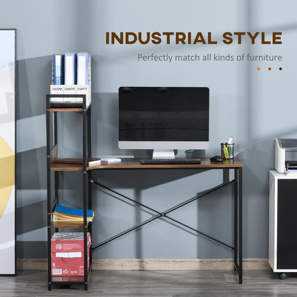 Office Desk with Storage Shelves, 120 CM Computer Desk, Industrial Study Table W