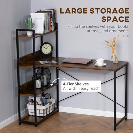 Office Desk with Storage Shelves, 120 CM Computer Desk, Industrial Study Table W