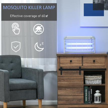 30W Electric Fly Mosquito Killer with 60m² Coverage, Free Standing & Wall Hanging - Grey