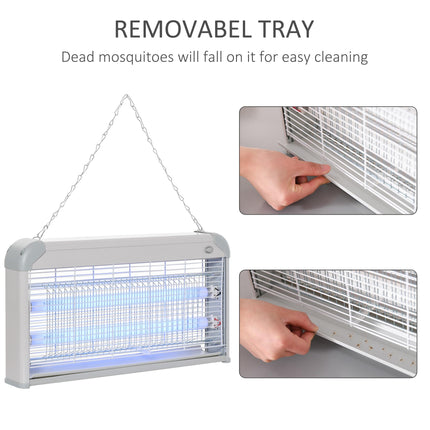 30W Electric Fly Mosquito Killer with 60m² Coverage, Free Standing & Wall Hanging - Grey
