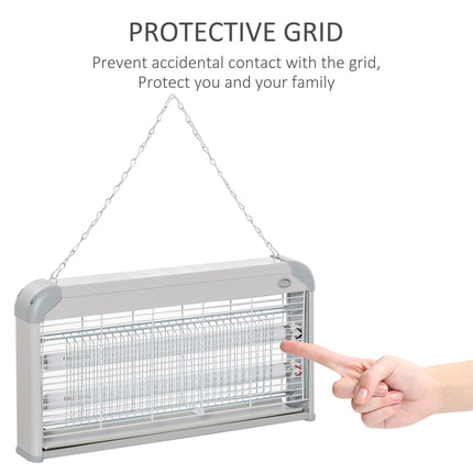 30W Electric Fly Mosquito Killer with 60m² Coverage, Free Standing & Wall Hanging - Grey