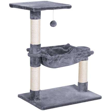 2-Tier Cat Tree with Sisal Rope Scratching Posts and Dangle Toy - Beige