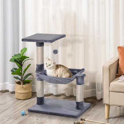 2-Tier Cat Tree with Sisal Rope Scratching Posts and Dangle Toy - Beige