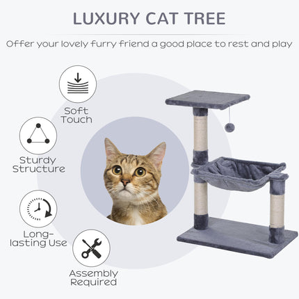 2-Tier Cat Tree with Sisal Rope Scratching Posts and Dangle Toy - Beige