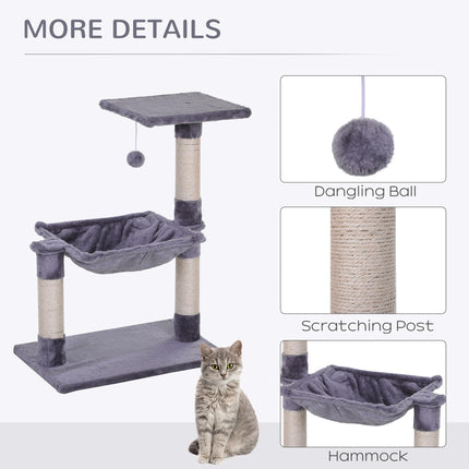 2-Tier Cat Tree with Sisal Rope Scratching Posts and Dangle Toy - Beige