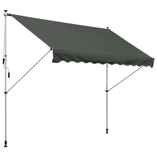 Manual Adjustable Aluminium Frame Patio Awning Canopy 300x150cm - Grey