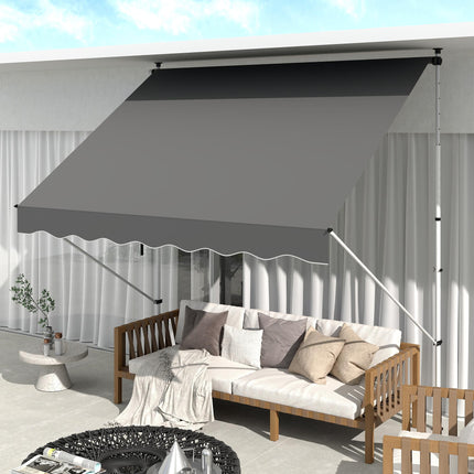 Manual Adjustable Aluminium Frame Patio Awning Canopy 300x150cm - Grey