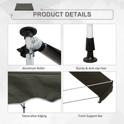 Manual Adjustable Aluminium Frame Patio Awning Canopy 300x150cm - Grey