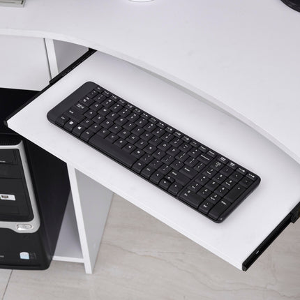 L-Shaped Corner Computer Desk with Shelves, Keyboard Tray, Drawer & CPU Stand - White