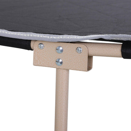 Portable Folding Camping Cot with Steel Frame and Side Pocket - Black