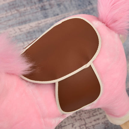 Kids Plush Ride-On Rocking Horse with Sound - Pink