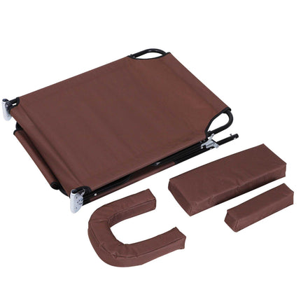 Foldable Adjustable Sun Lounger with Pillow and Reading Hole - Brown
