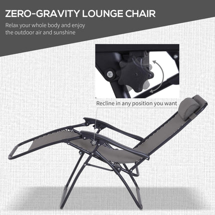 3 Piece Folding Zero Gravity Chair Set with Table and Cup Holders - Dark Grey