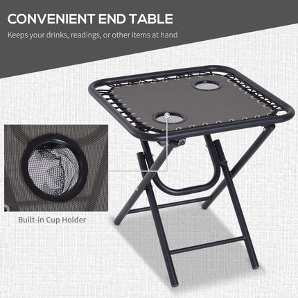 3 Piece Folding Zero Gravity Chair Set with Table and Cup Holders - Dark Grey