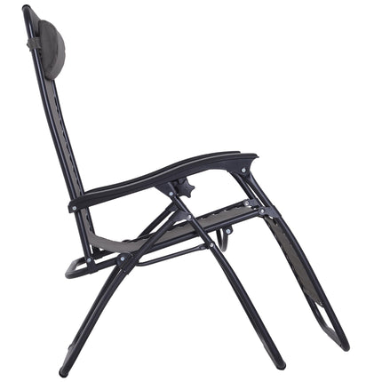 3 Piece Folding Zero Gravity Chair Set with Table and Cup Holders - Dark Grey