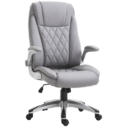High Back Executive Ergonomic Office Chair with Flip-up Arms, Swivel & Adjustable Height - Grey