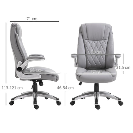 High Back Executive Ergonomic Office Chair with Flip-up Arms, Swivel & Adjustable Height - Grey