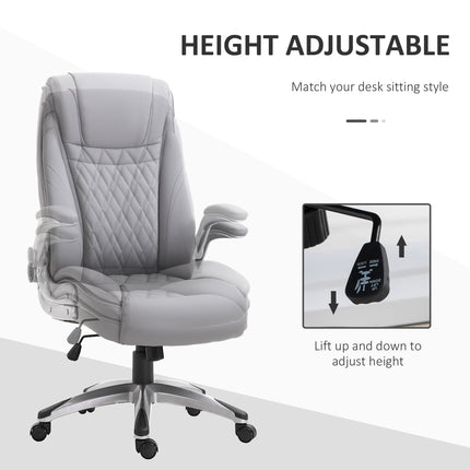 High Back Executive Ergonomic Office Chair with Flip-up Arms, Swivel & Adjustable Height - Grey