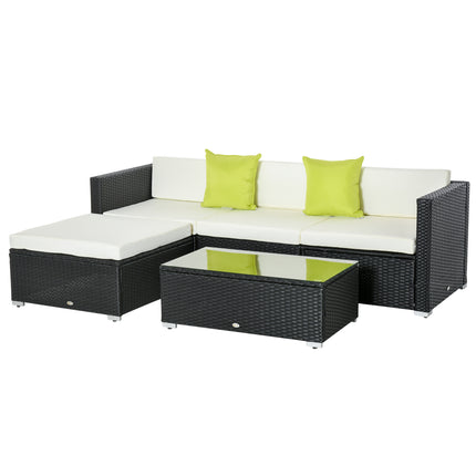 4 seater Outdoor Rattan Sofa Set with Cushions - Black