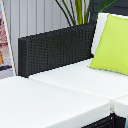 4 seater Outdoor Rattan Sofa Set with Cushions - Black