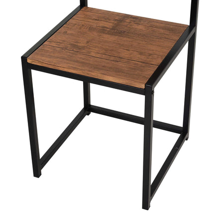 3 Pc Industrial Table and Stool Set with Steel Frame and MDF Panels - Wood & Black