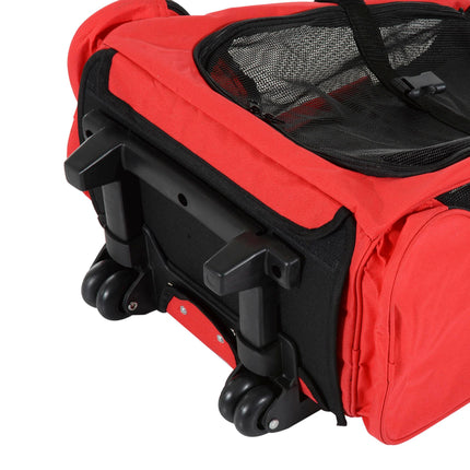 Dog Carrier Travel Backpack with Trolley and Telescopic Handle 42x25x55 cm - Red
